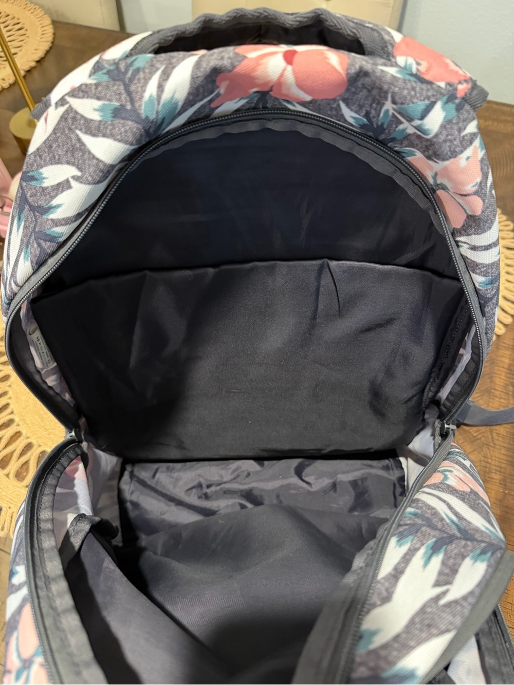 Roxy Floral Tropical Backpack in Pink and Gray - Picture 4 of 8